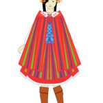 Grafika przedstawiające pełny strój świętokrzyski damski.